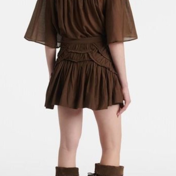 Brown Tiered Ruffle Mini Skirt - Picture 3 of 8
